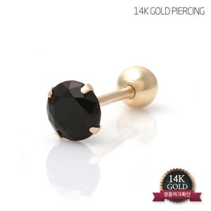 [미니아트] 14K 골드 블랙 4mm 큐빅 피어싱 귀걸이 TR105