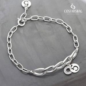 [코스타스웨그]정품925실버 큐빅C 실버팔찌