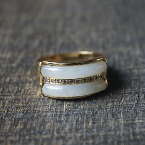 JADE U 제이드유 춘천옥 두줄큐빅 세공 옥반지 J-703