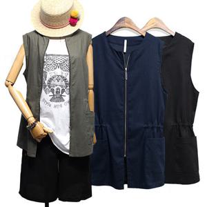 [해피통통] 여성 린넨 베스트 여름 아우터 빅사이즈 정장 마조끼 오피스옷 미시옷 여성의류