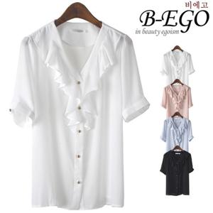 [비에고]C570_브이 러플 블라우스