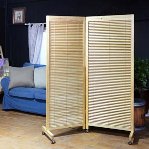 원목 블라인드 2단 파티션 바퀴 이동형