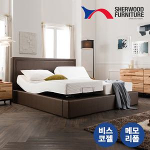 [쉐우드] 헤븐리 가죽모션베드 TWIN 비스코젤 메모리폼