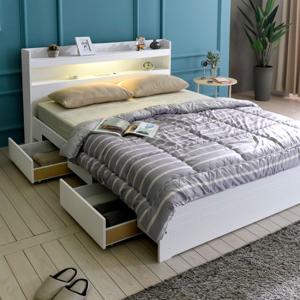 [크렌시아] 아너스 LED 일반서랍형 침대 Q (PVC깔판) (프레임만)