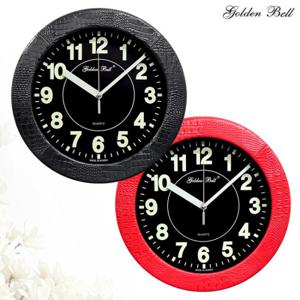 [골든벨] 야광 무소음 가죽 인테리어 벽시계 31cm 국내제조(2종)