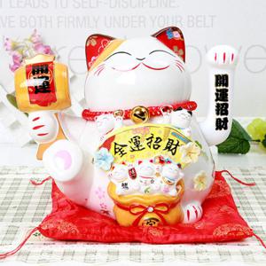 일본 복고양이 마네키네코 손흔드는 도자기 인형 (대형)