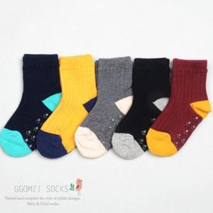 [꼼지]H까치컬러골지(5족)세트 아동양말 유아양말