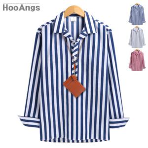 [후앙스] 오버핏 스트라이프배색 파자마 셔츠 SMST0937