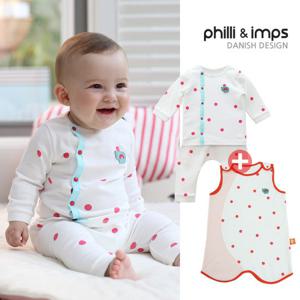 [필리앤임프스] 아기내복+수면조끼 2종 세트 (디자인선택)