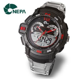 [NEPA] 네파 군인용 랩타임 스탑워치 전자 메탈시계 N313-RED
