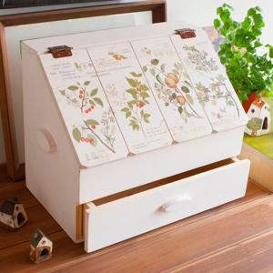 [서운아트] 빈티지원목 서랍 화장품정리함/정리대 플로라-대