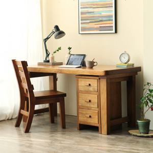 소나무 통원목 서재 책상세트(책상1500+서랍통+의자) 네추럴