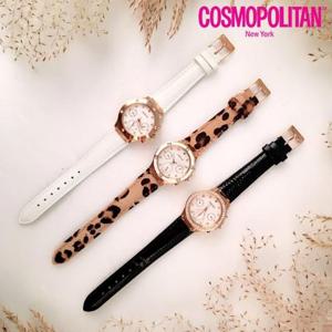 [코스모폴리탄] 다이아몬드장식 베젤3+밴드3구성 여성시계 CP121