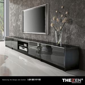 [더젠] 제스블랙글라스 고급거실장세트(전면/상판흑경)