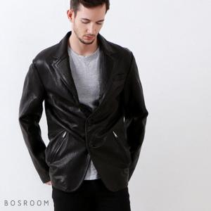 [보스룸]남자 양가죽 퀼트 에리 2버튼 블레이져 블랙