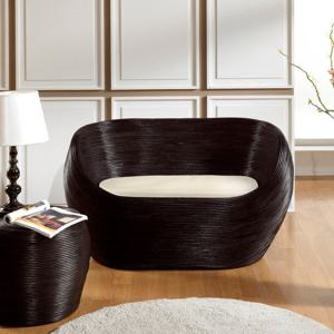 사라방드 몰디브 동글이 블랙 2인용라탄소파