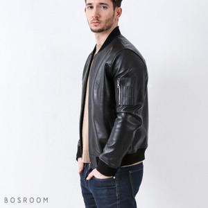 [보스룸]남자 양가죽 슬리브 포켓 밴딩 플라이트 자켓