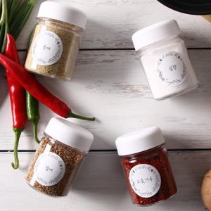 트라이탄 미니 양념통 4p(화이트)+원형 스티커 12p