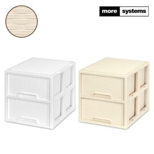 모아시스템즈 라탄 와이드 중형 2단 플라스틱 서랍장 일체형