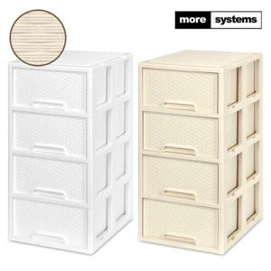 모아시스템즈 라탄 와이드 중형 4단 플라스틱 서랍장 일체형