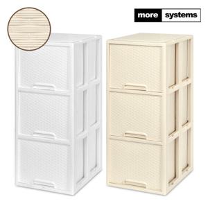 모아시스템즈 라탄 와이드 대형 3단 플라스틱 서랍장 일체형