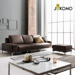 [자코모] 플렉스 3.5인 이태리 천연면피 소가죽 소파 + 스툴