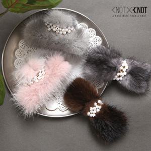 [KNOTXKNOT] 진주포인트 천연 통밍크집게앤헤어핀 2종 택 1_라지