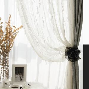 러블리 리본 쉬폰커튼-화이트,블랙(핀,주름핀,봉집스타일)