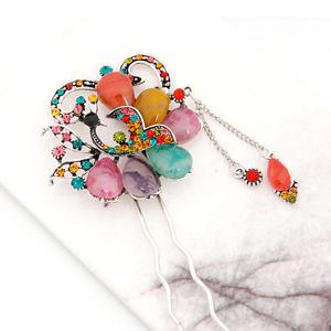 [바이진주리본] 하트공작새비녀 / 한복장식 뒤꽂이 / 올림머리