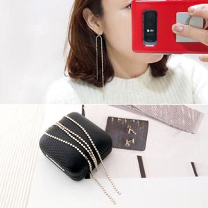 [바이진주리본] 미니볼롱체인 / 언발 패션 귀걸이E