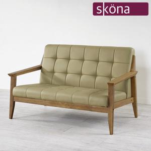 [스코나]포르아 원목 가죽 2인 소파
