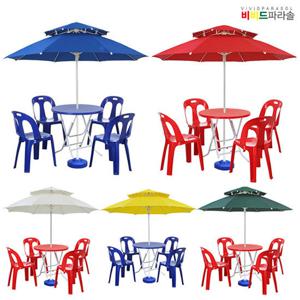 [비비드파라솔] 2층8각 편의점 파라솔세트(원형/등받이)