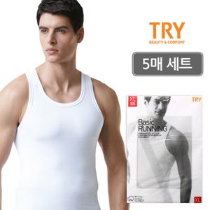 [TRY] 남성 조끼 베이직 런닝 코튼 민소매 남자런닝 5매세트