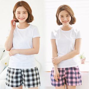 핑코코 340 뉴CP체크 3부바지/파자마/여름잠옷