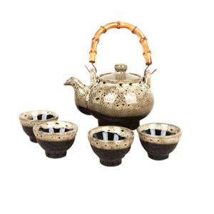 [박씨상방] 천목호피 4인 주기 겸용 다기세트(대나무 고리다관)