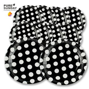 퓨어썬데이 피크닉 접시(대) 23cm 10개 블랙 도트