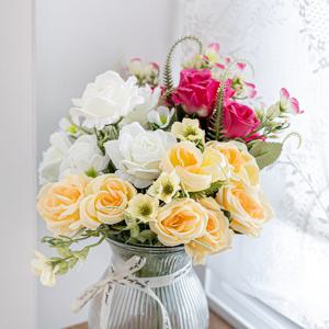 장미 조화 안개부쉬 33cm 5컬러 인테리어 꽃 장식 소품 웨딩 부케