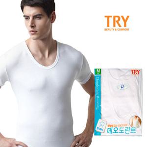 [TRY] 남성 데오도란트 반팔 런닝 국내생산 코튼 땀냄새방지 남자런닝 1매입