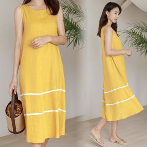 [미씨엘라](린넨혼방) 라나 밑단 라인 민소매 A라인 원피스