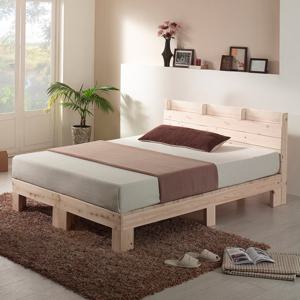 동서가구 라떼 편백나무 통원목 오픈선반헤드 Q 침대 프레임 DF910008