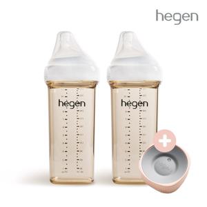 헤겐 애착젖병 PPSU 330ml 트윈팩(2P) (젖꼭지 3단계 포함)_올라운더 뚜껑 핑크_사은품