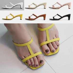 [바닐라슈] 오엘브 컬러풀 H탑 유니크힐 뮬샌들(5.5cm)