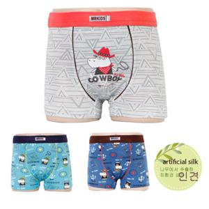 [진스타일] 남아동 카우보이 인견 드로즈 3매입