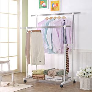 가화 스텐 폭조절 2단 수납바구니형 이동식행거(SMH2001)