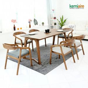케미에르 티크로 6인 원목식탁SET(의자형) KHD-662