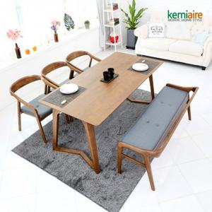 케미에르 티크로 6인 원목식탁SET(벤치형) KHD-661B