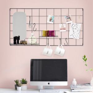 우드로하우스 철망 메쉬망 메쉬보드 네트망 선반 후크 거울 세트