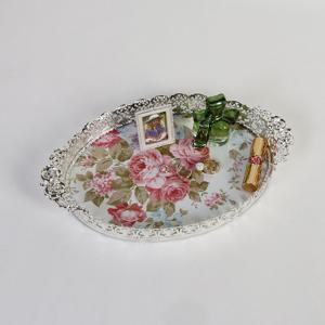 빈티지 장미 타원 메이크업 트레이 미디움-2색상 옵션