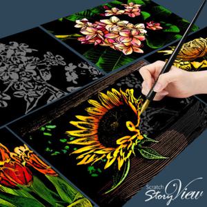 스크래치스토리뷰 컬러링북 꽃엽서 단품