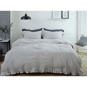 [위스홈]워싱린넨침구 Q이불세트 (라이트그레이프릴)